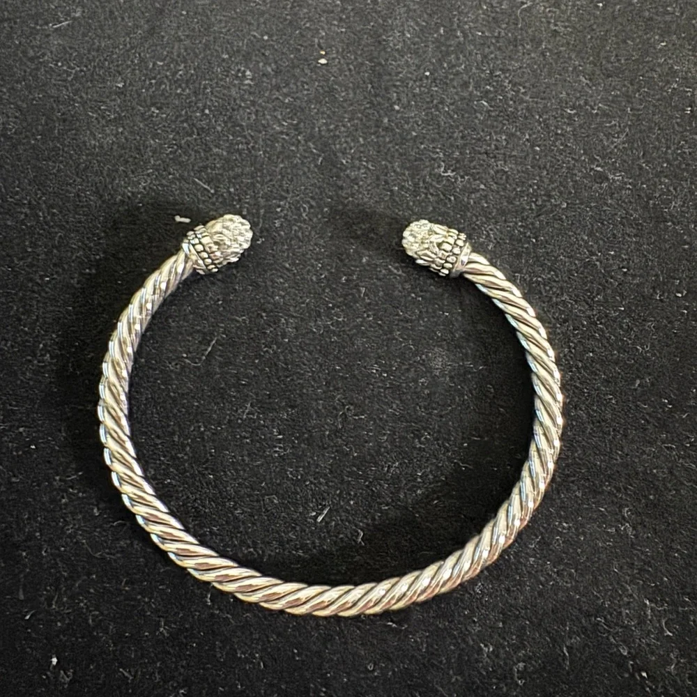 Rhinestone Twisted Cable Cuff Bracelet
